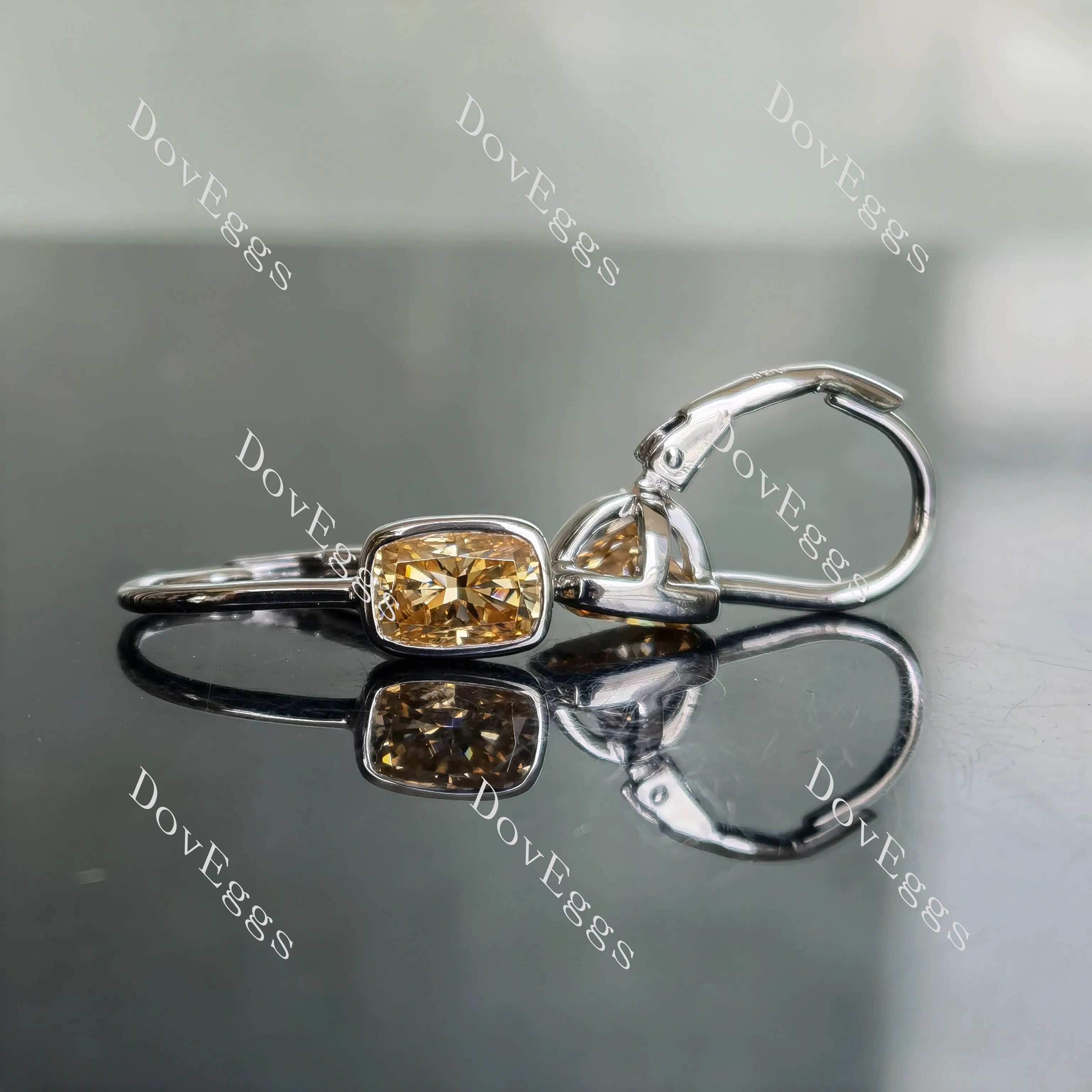 CindyBella Drop cushion colored moissanite earrings for women