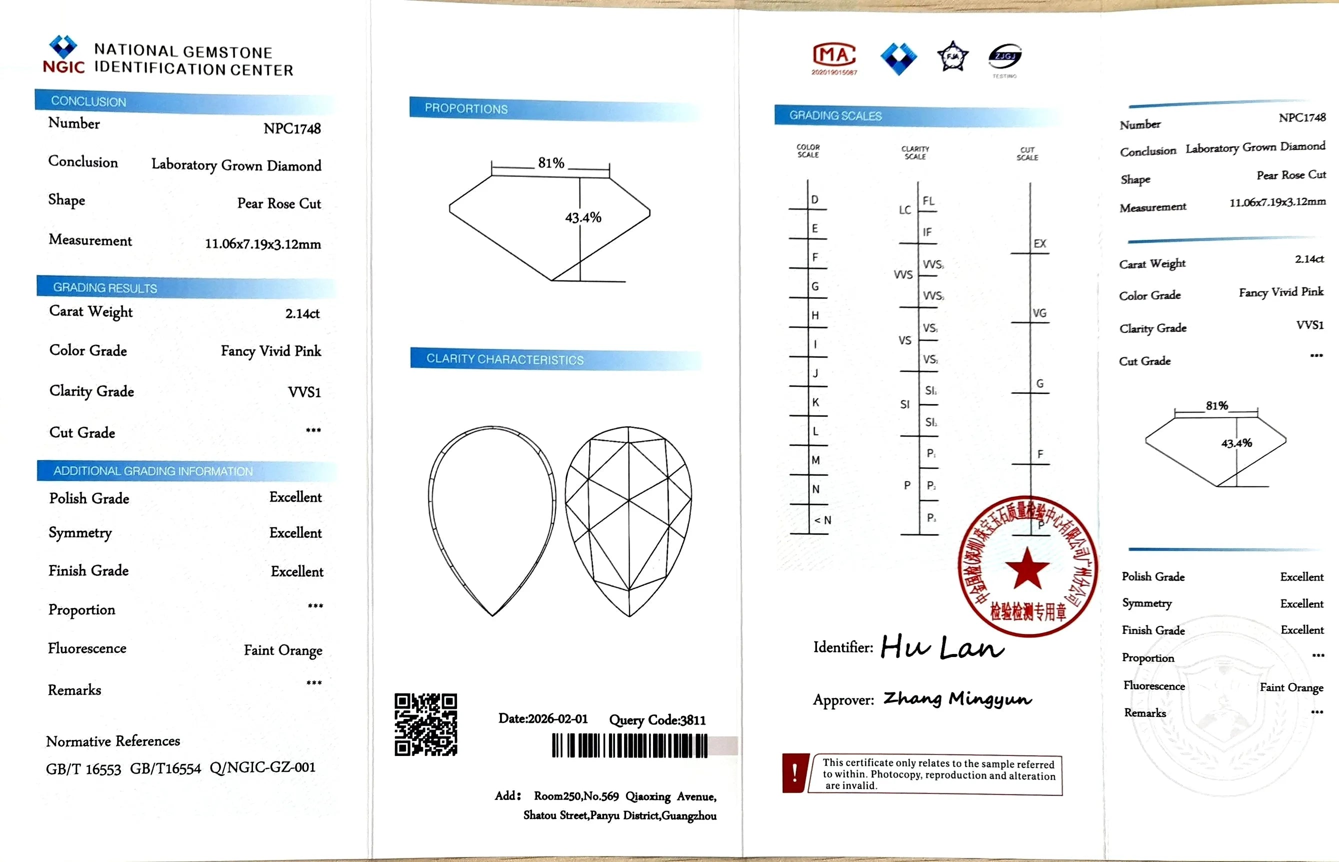 2.14ct Pear Rose Cut Lab Diamond – Fancy Vivid Pink Color VVS1 | Doveggs Certified