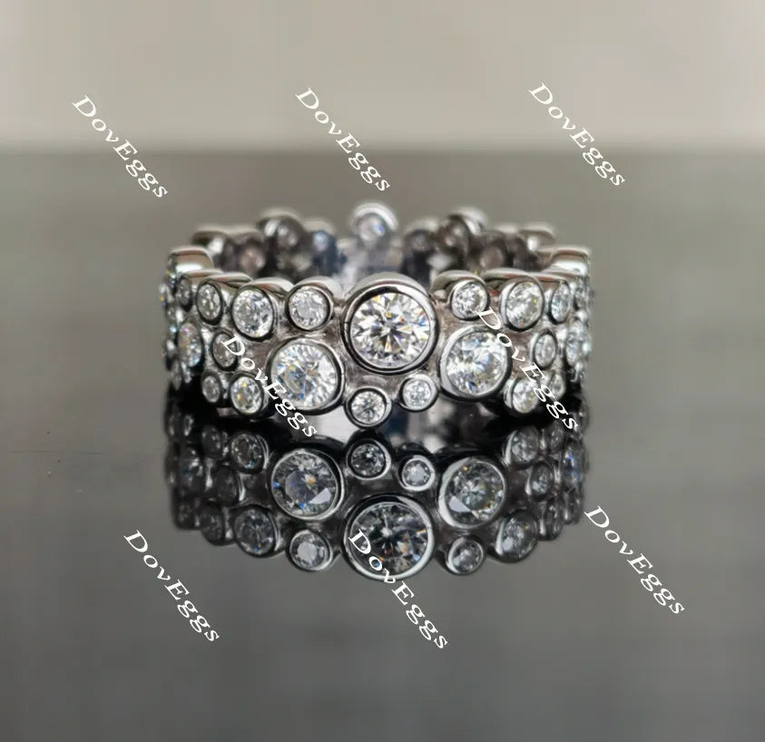Doveggs round moissanite/lab grown diamond wedding band-7.4mm band width