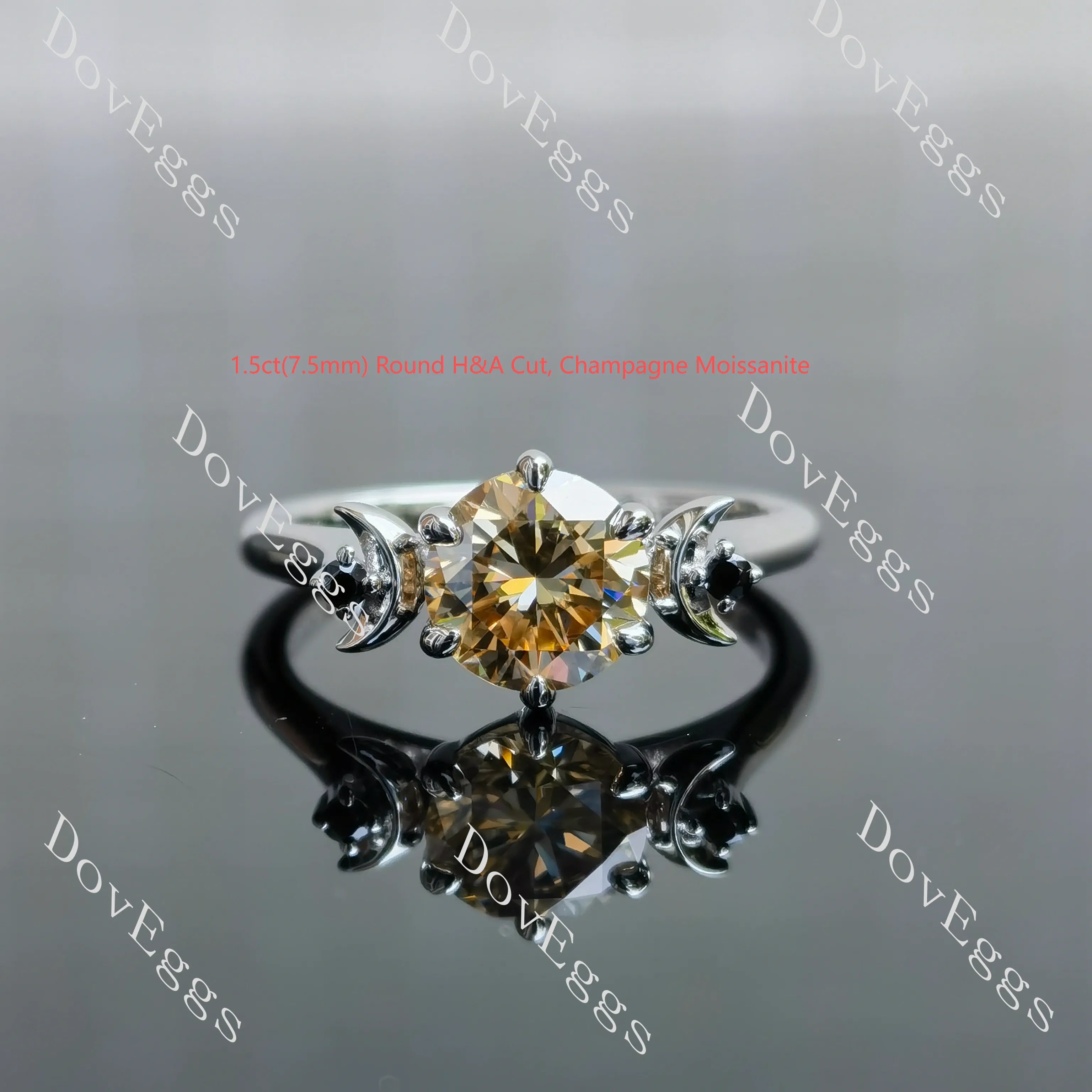 Doveggs half moon three-stone moissanite engagement ring