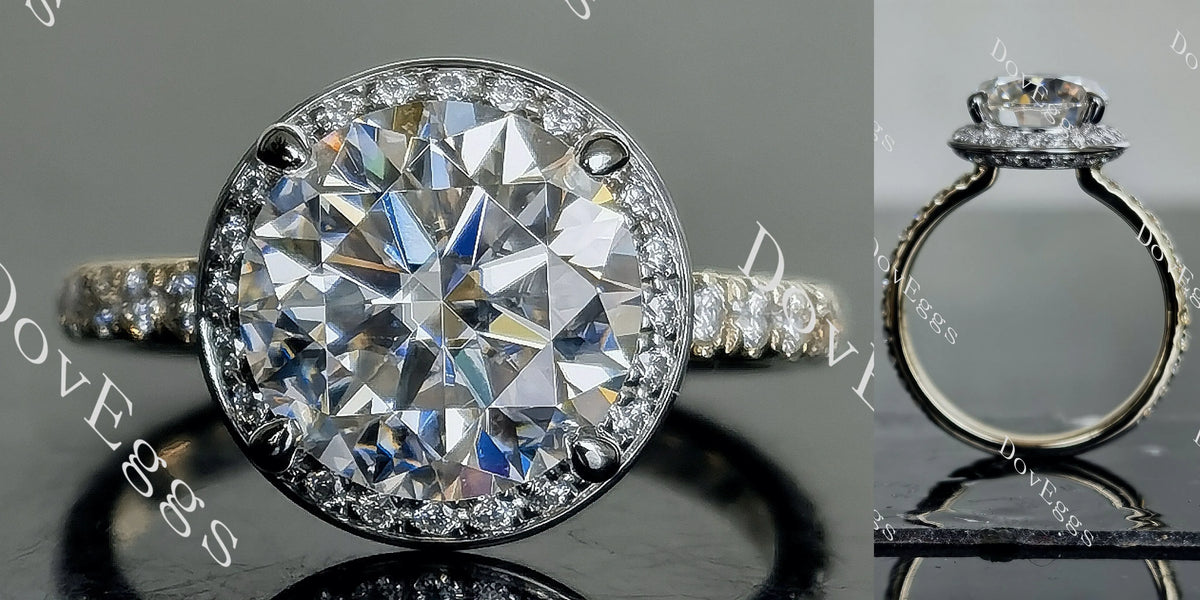 Doveggs round pave moissanite engagement ring