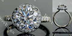 Doveggs round pave moissanite engagement ring