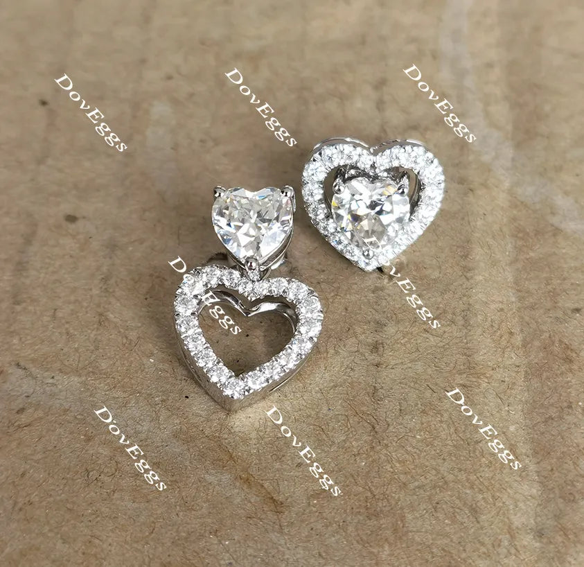 Doveggs heart halo moissanite earrings for women