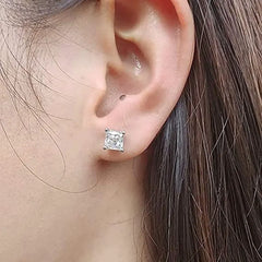 Doveggs sterling silver 2cttw GHI color princess moissanite stud earrings