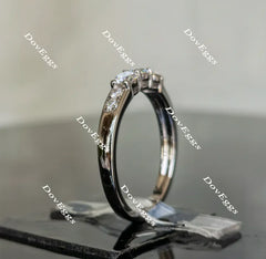 Doveggs round three stone moissanite/lab grown diamond wedding band-2mm band width