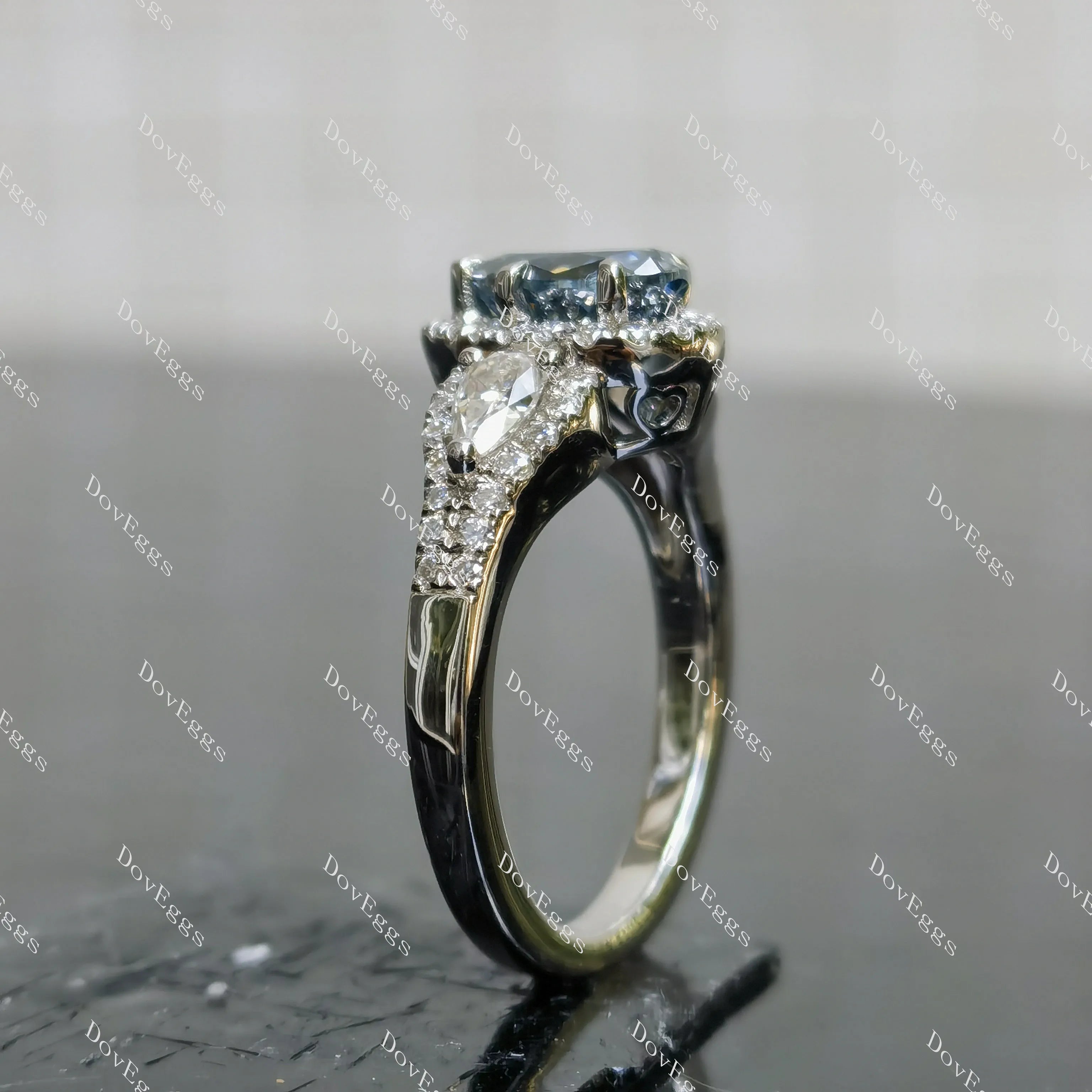 (size 5.75) Doveggs 1.25ct Stardust Grey pear moissanite sterling silver engagement ring