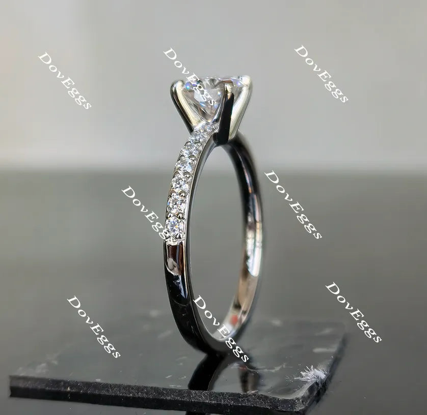 DovEggs half eternity pave round moissanite engagement ring