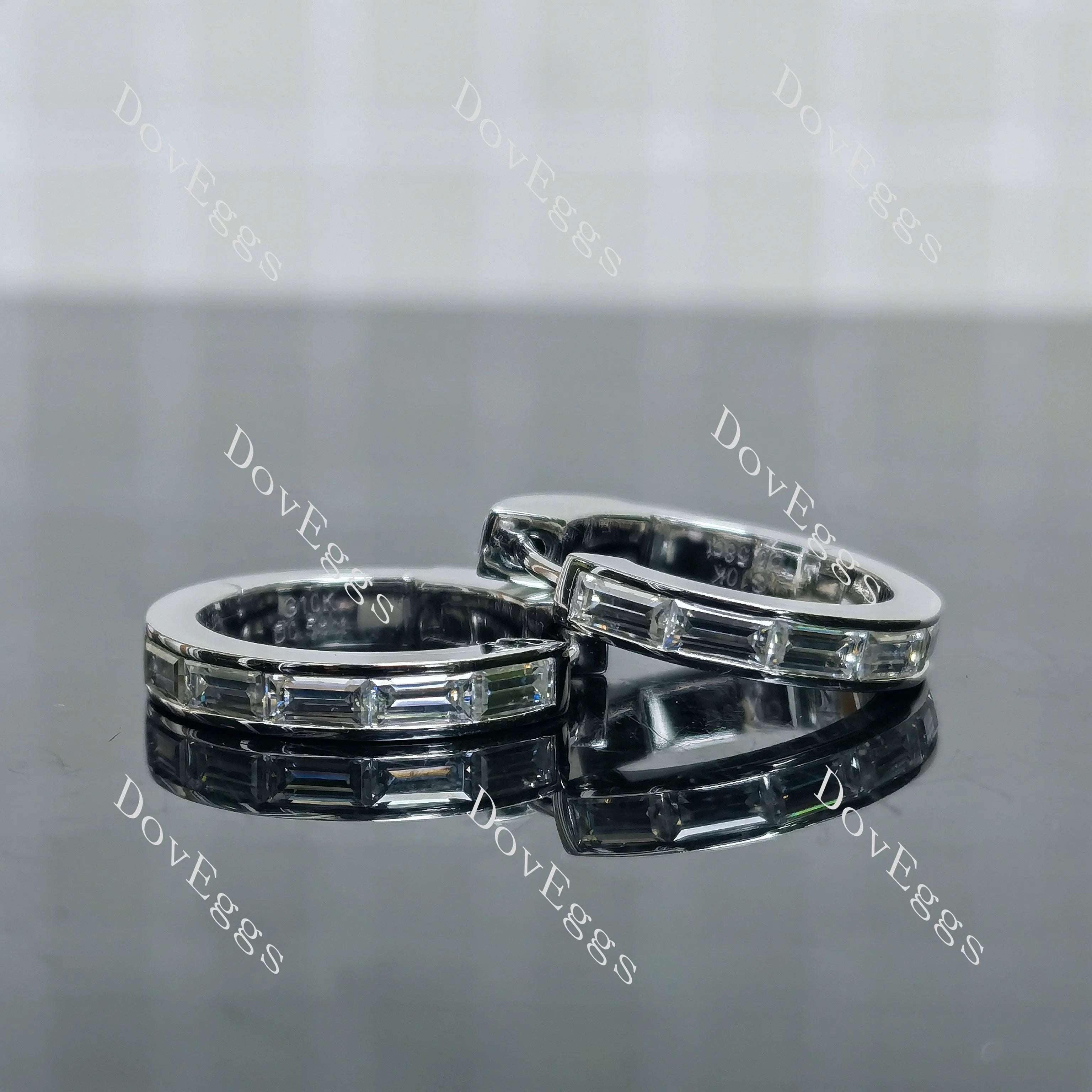 Doveggs baguette bezel moissanite/lab grown diamond earrings