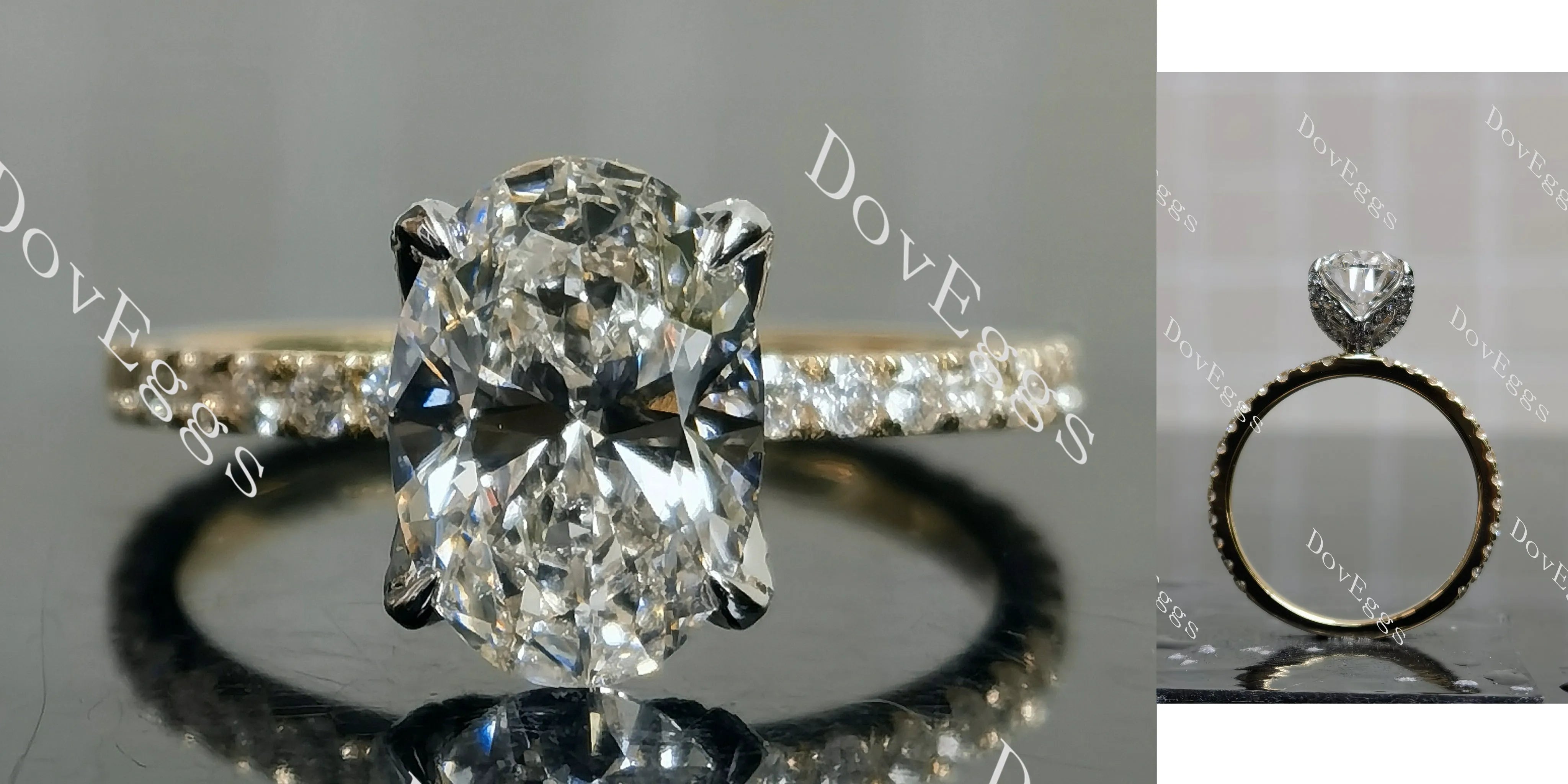 Corona Oval Pave Lab Grown Diamond Engagement Ring