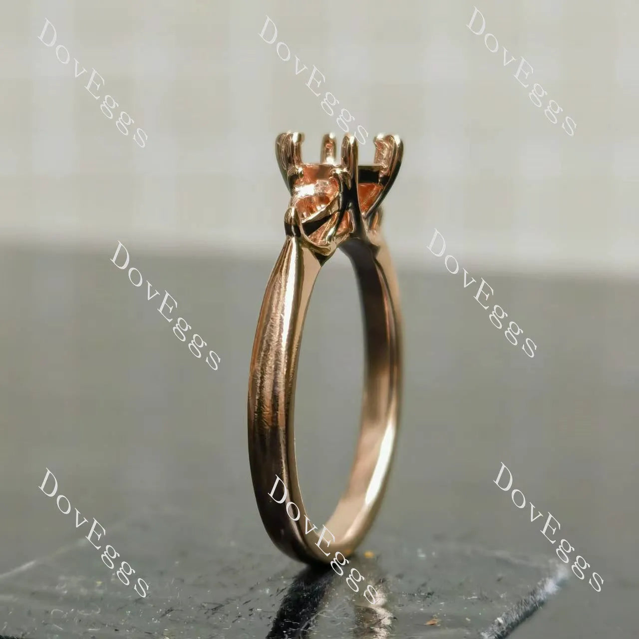 Doveggs three-stone engagement ring semi-mount only(Exclusively to DovEggs Stones)