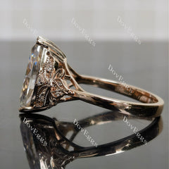 Doveggs Marquise Modified H&A cut vintage pave stones moissanite engagement ring