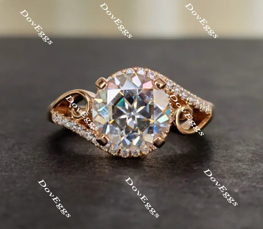 doveggs round art deco moissanite engagement ring for women
