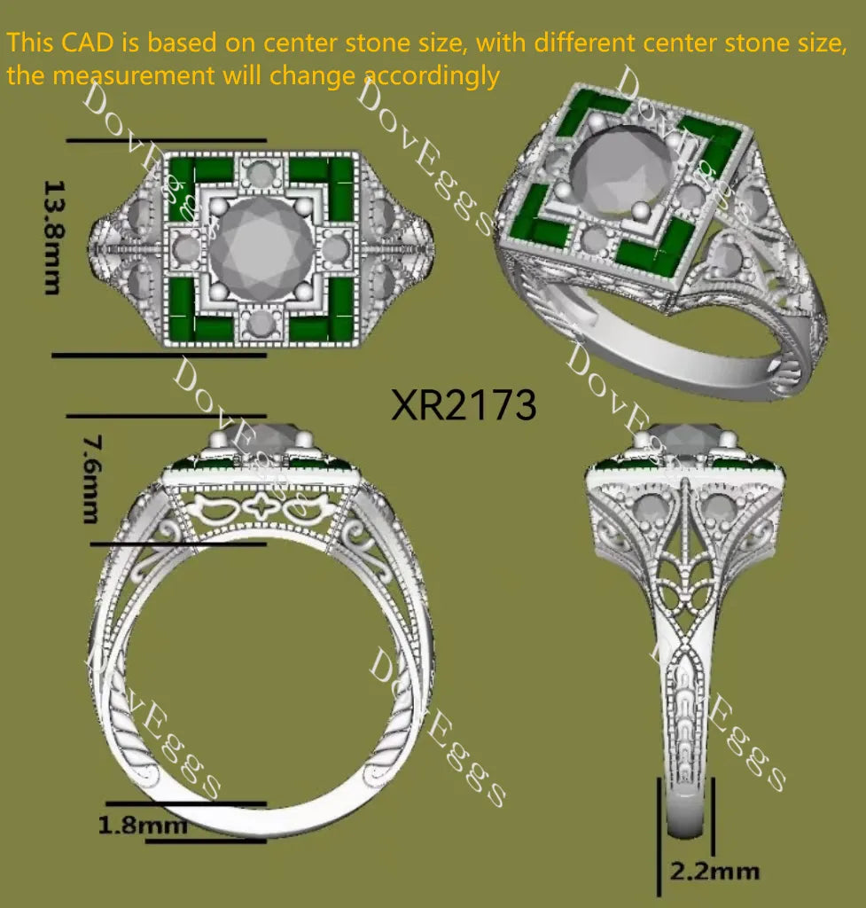 Doveggs pave art deco vintage engagement ring only semi-mount only(Exclusively to DovEggs Stones)