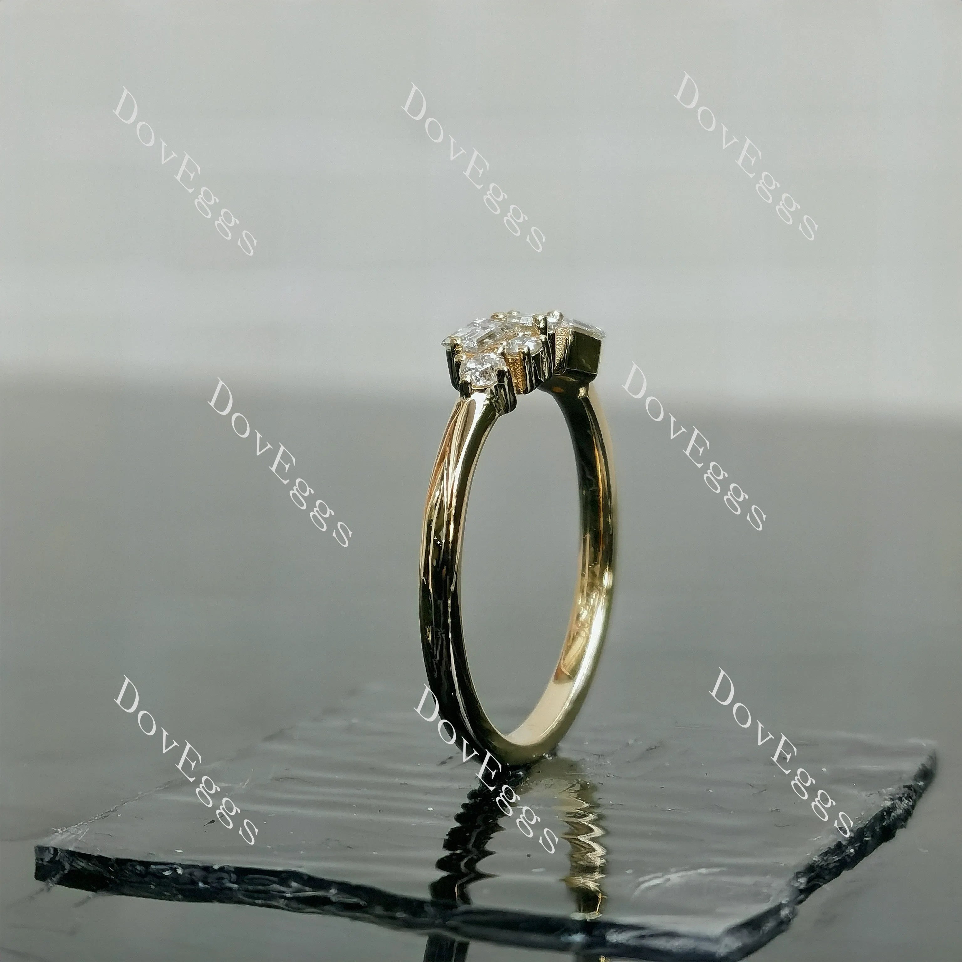 Doveggs round baguette moissanite/lab grown diamond accents wedding band-2mm band width