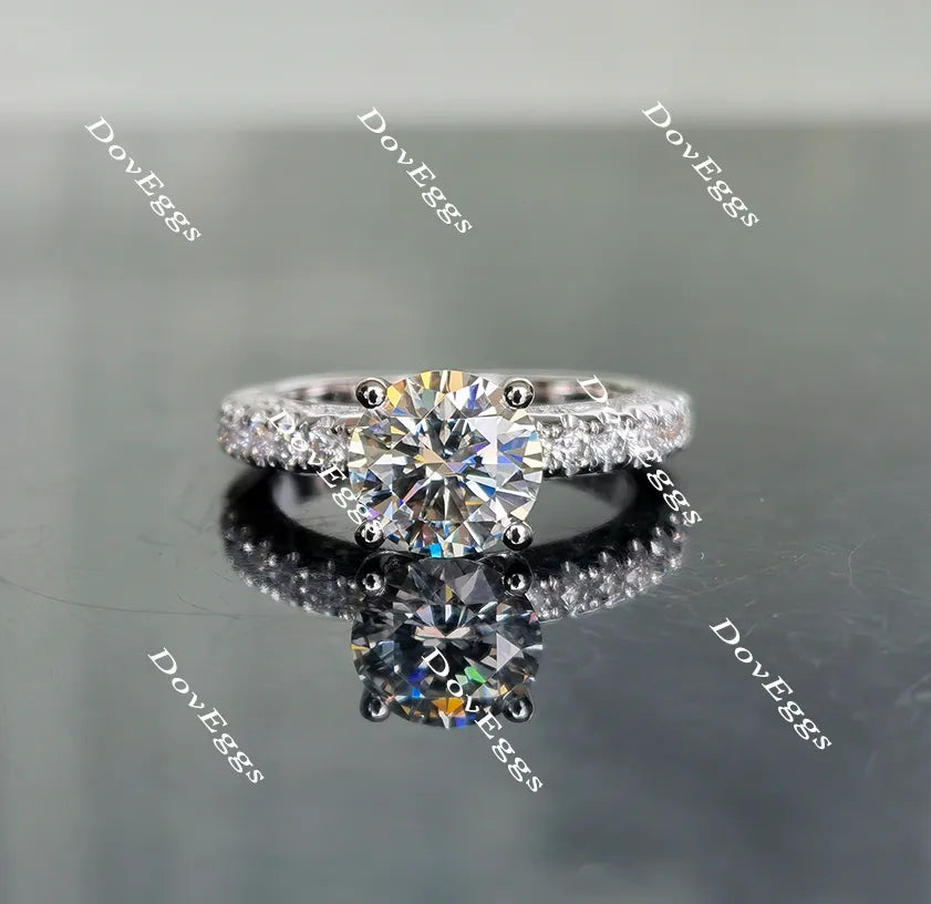 Doveggs round half eternity pave moissanite engagement ring