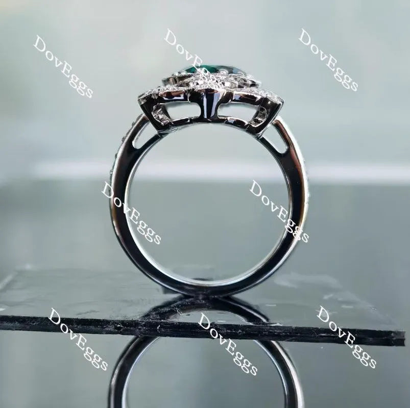 Doveggs round all color available halo pave zambia emerald colored gem engagement ring