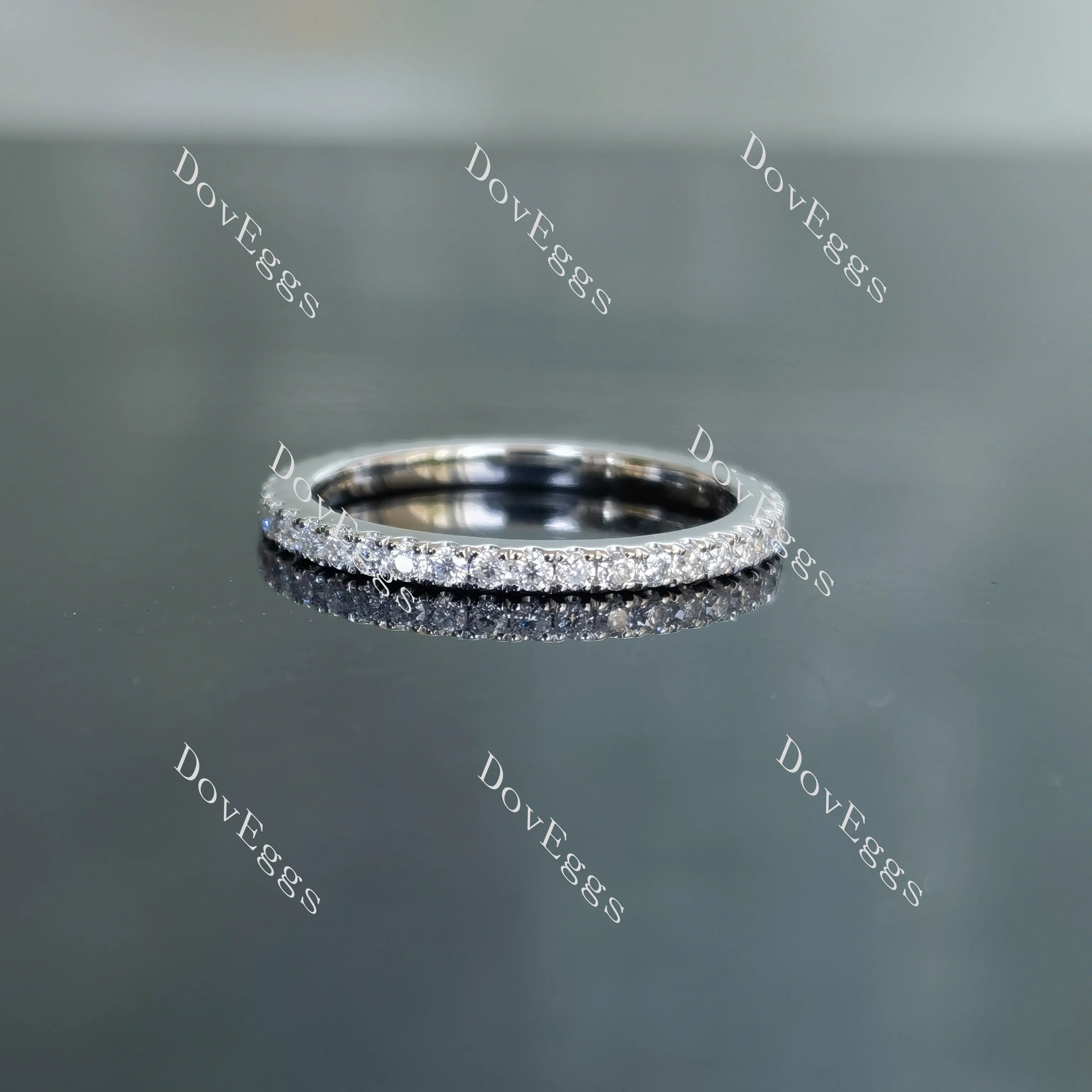Doveggs round full eternity pave moissanite/lab grown diamond wedding band-1.6mm band width