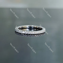 Doveggs round full eternity pave moissanite/lab grown diamond wedding band-1.6mm band width