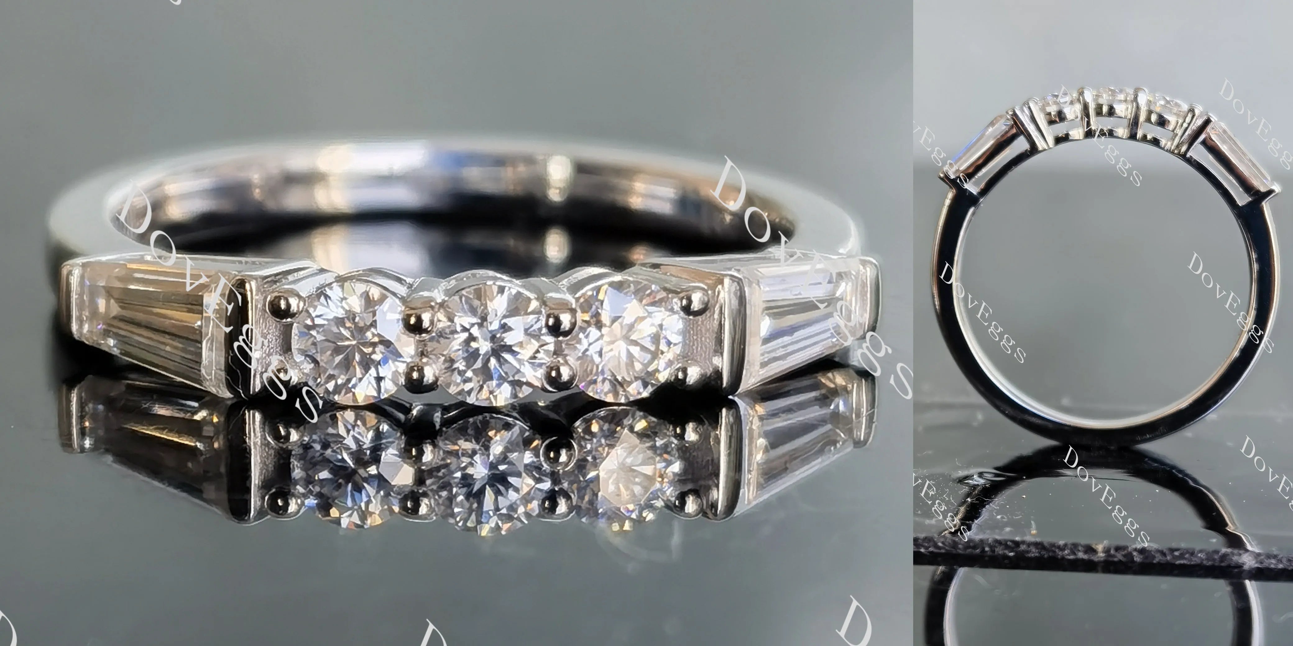Doveggs round five-stone moissanite/lab grown diamond wedding band-2.0mm band width