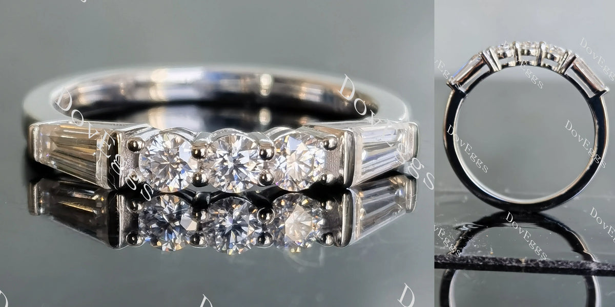 Doveggs round five-stone moissanite/lab grown diamond wedding band-2.0mm band width