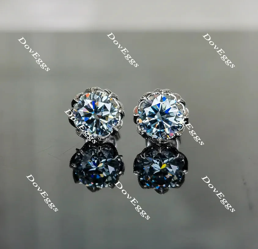 Doveggs solitaire round colored moissanite stud earrings for women