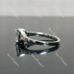 Emerald solitaire split shanks moissanite engagement ring| DovEggs