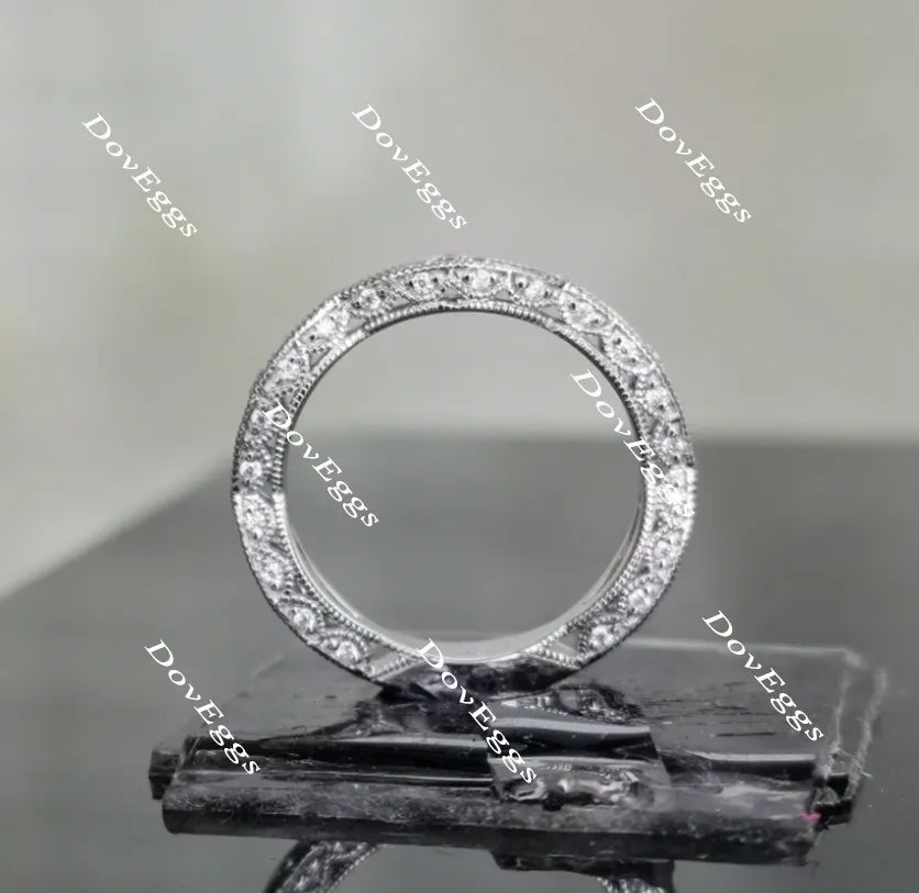 Doveggs anniversary Art deco moissanite/lab grown diamond wedding band-4.2mm band width