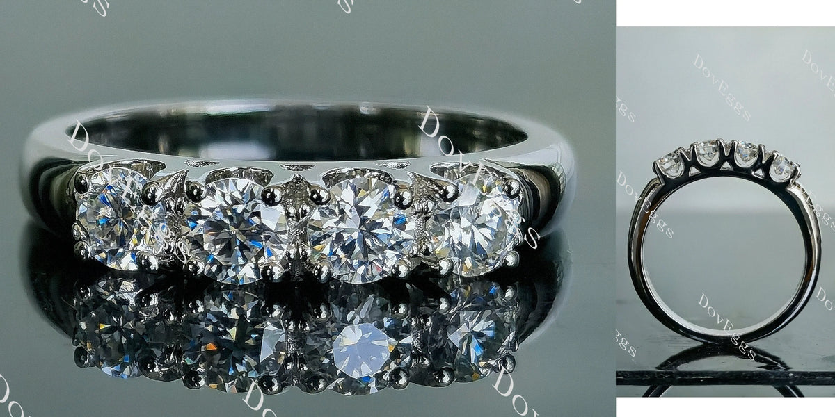 Doveggs round four stones pave moissanite/lab grown diamond wedding band-2.9mm band width