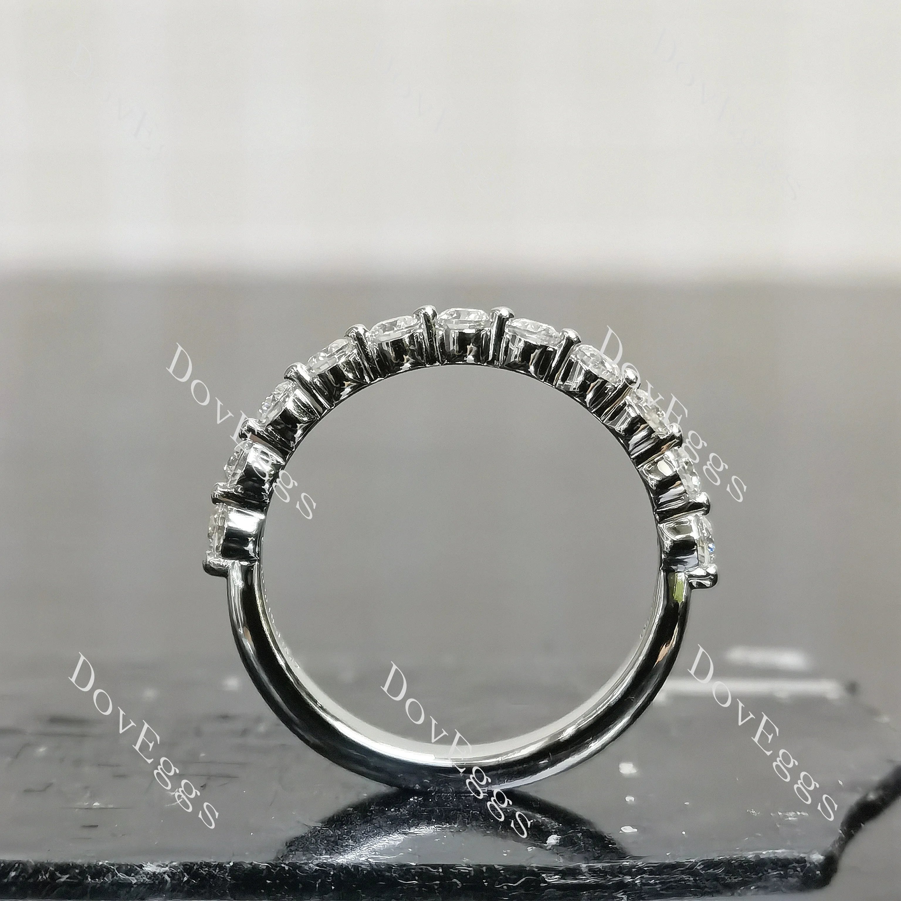 Doveggs half eternity pave moissanite/lab grown diamond wedding bands(wedding band only)-2.2mm band width