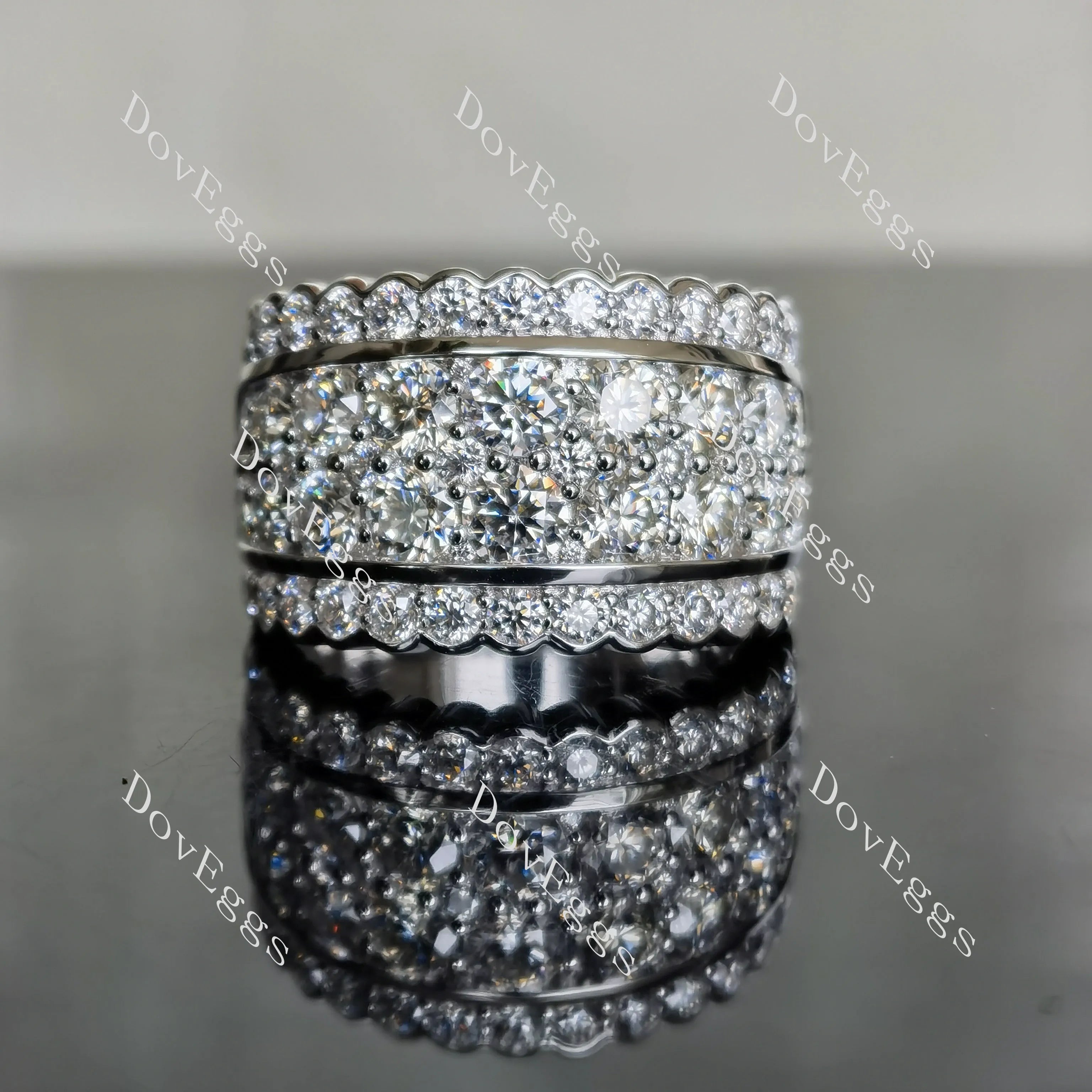 Doveggs round channel set moissanite/lab grown diamond wedding band-6.5mm band width