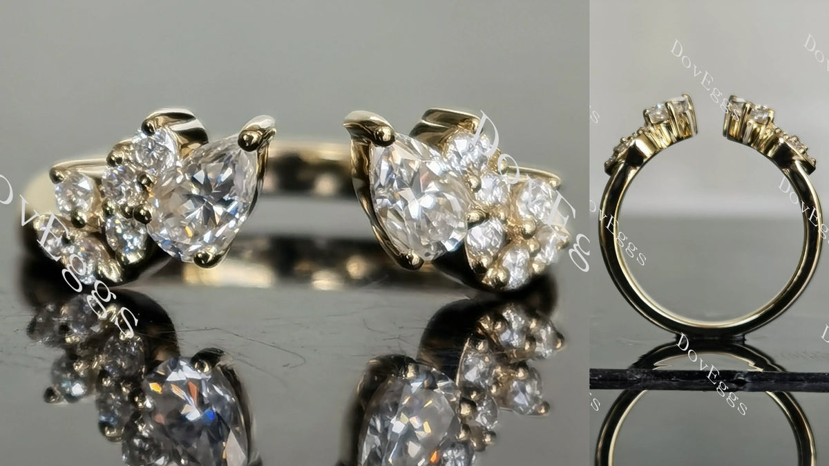 Doveggs pear art deco moissanite/lab grown diamond wedding band-2.0mm band width