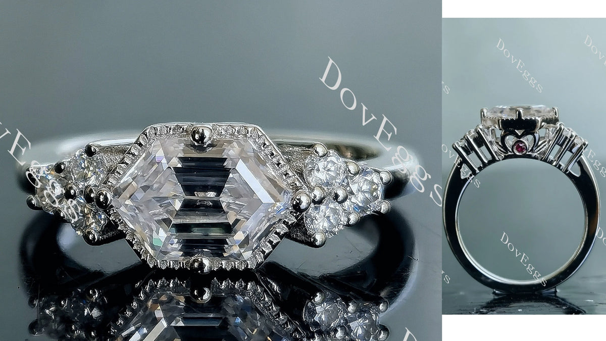 Doveggs Dovie Doutch Marquise cut side stones moissanite engagement ring