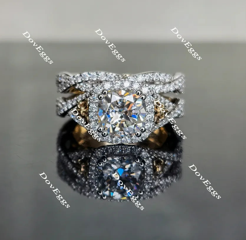 Doveggs round vintage pave moissanite band/lab grown diamond wedding band-3.3mm band width