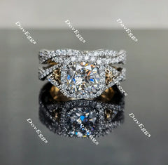 Doveggs round vintage pave moissanite band/lab grown diamond wedding band-3.3mm band width
