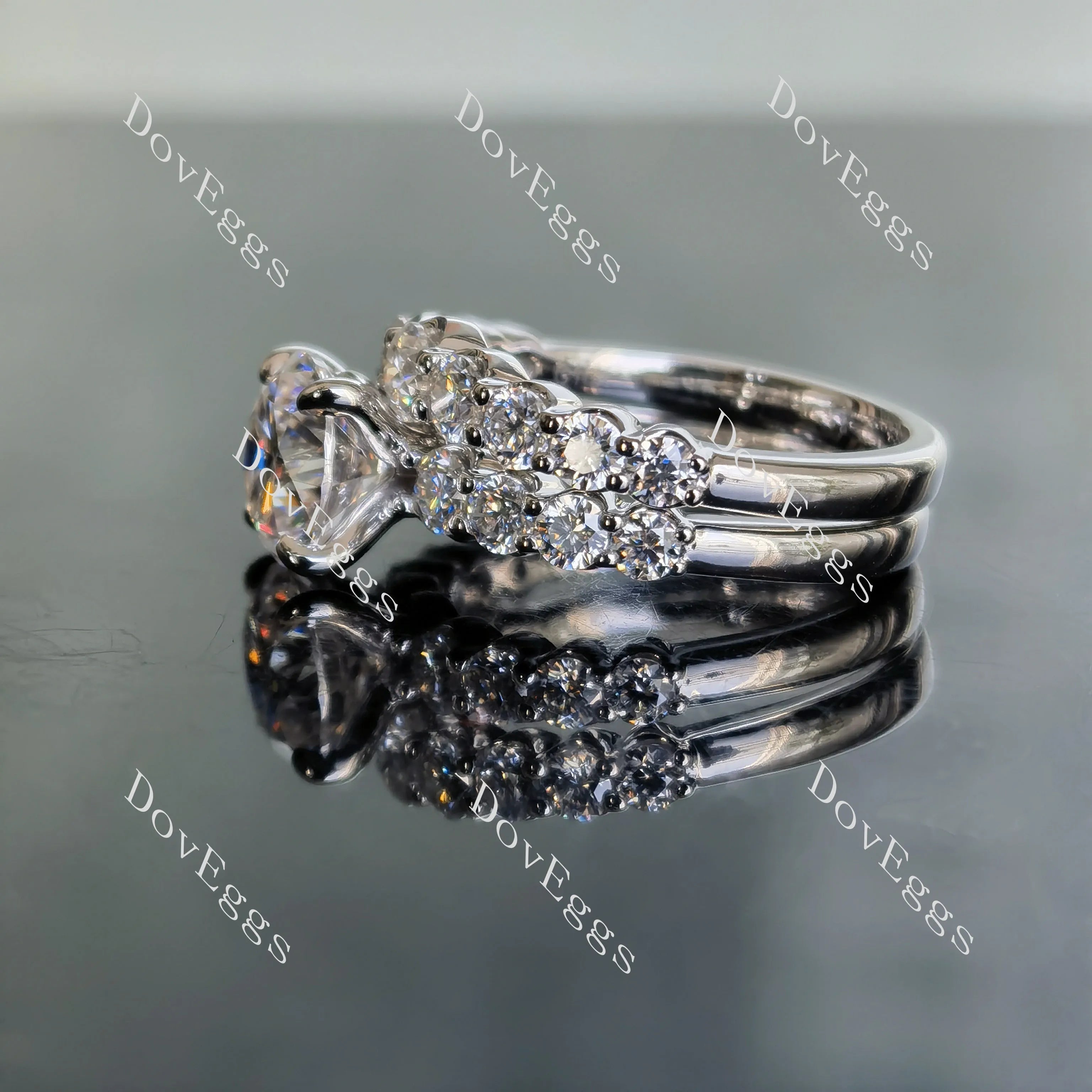 Round pave moissanite engagement ring (engagement ring only)| DovEggs