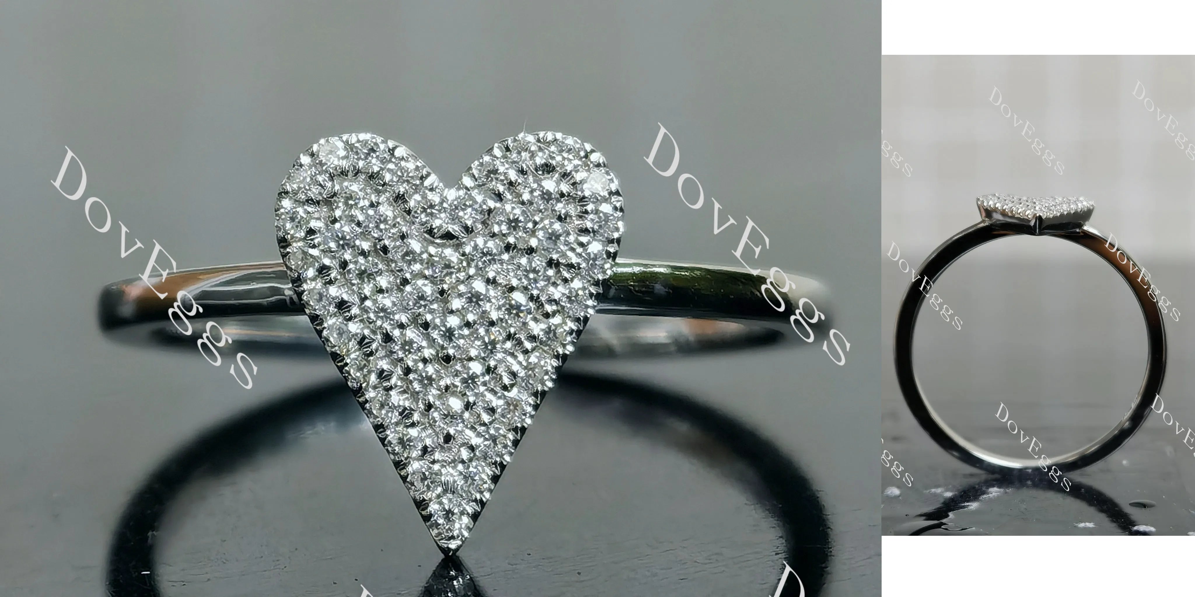 DovEggs heart shaped round moissanite/lab grown diamond wedding band