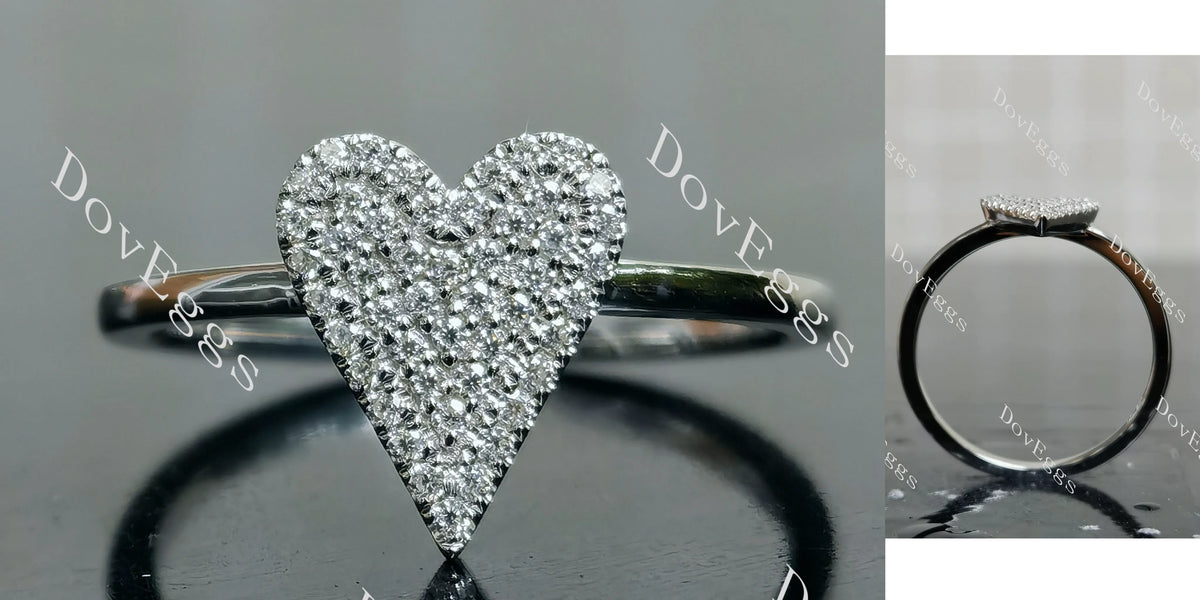 DovEggs heart shaped round moissanite/lab grown diamond wedding band