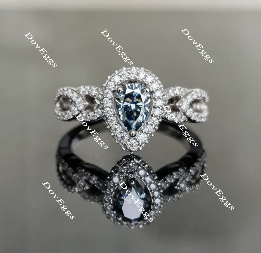 Sassanach pear pave moissanite engagement ring