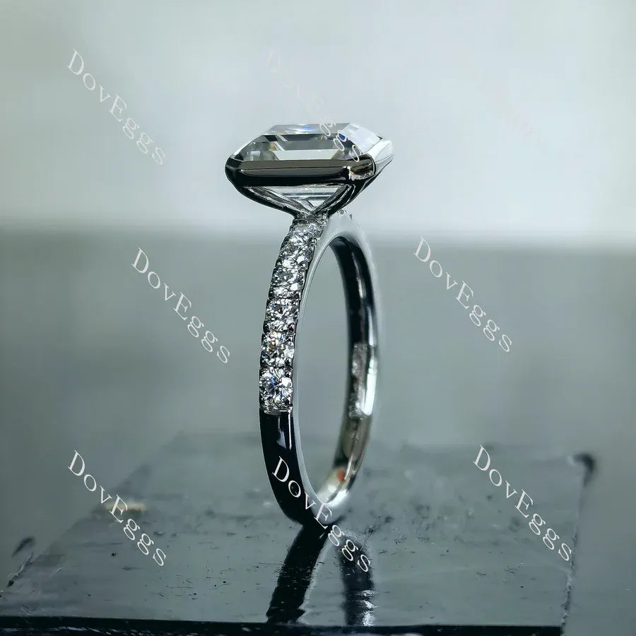 Doveggs bezel half eternity pave engagement ring semi-mount only(Exclusively to DovEggs stones)