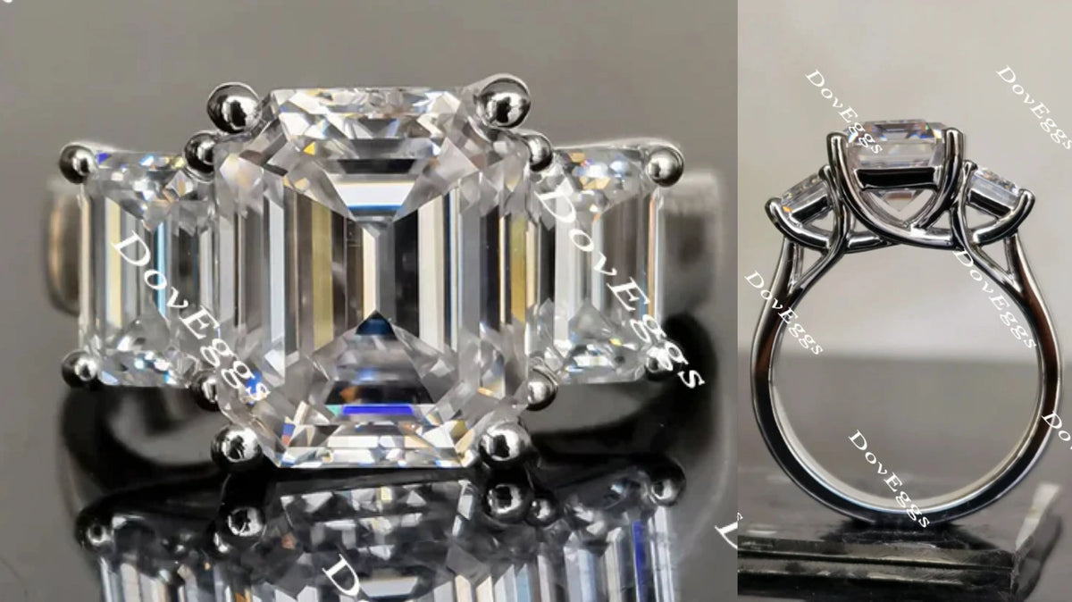 Doveggs three-stone moissanite engagement ring for women