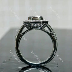 (size 7) Doveggs sterling silver 2ct elongated cushion moissanite engagement ring