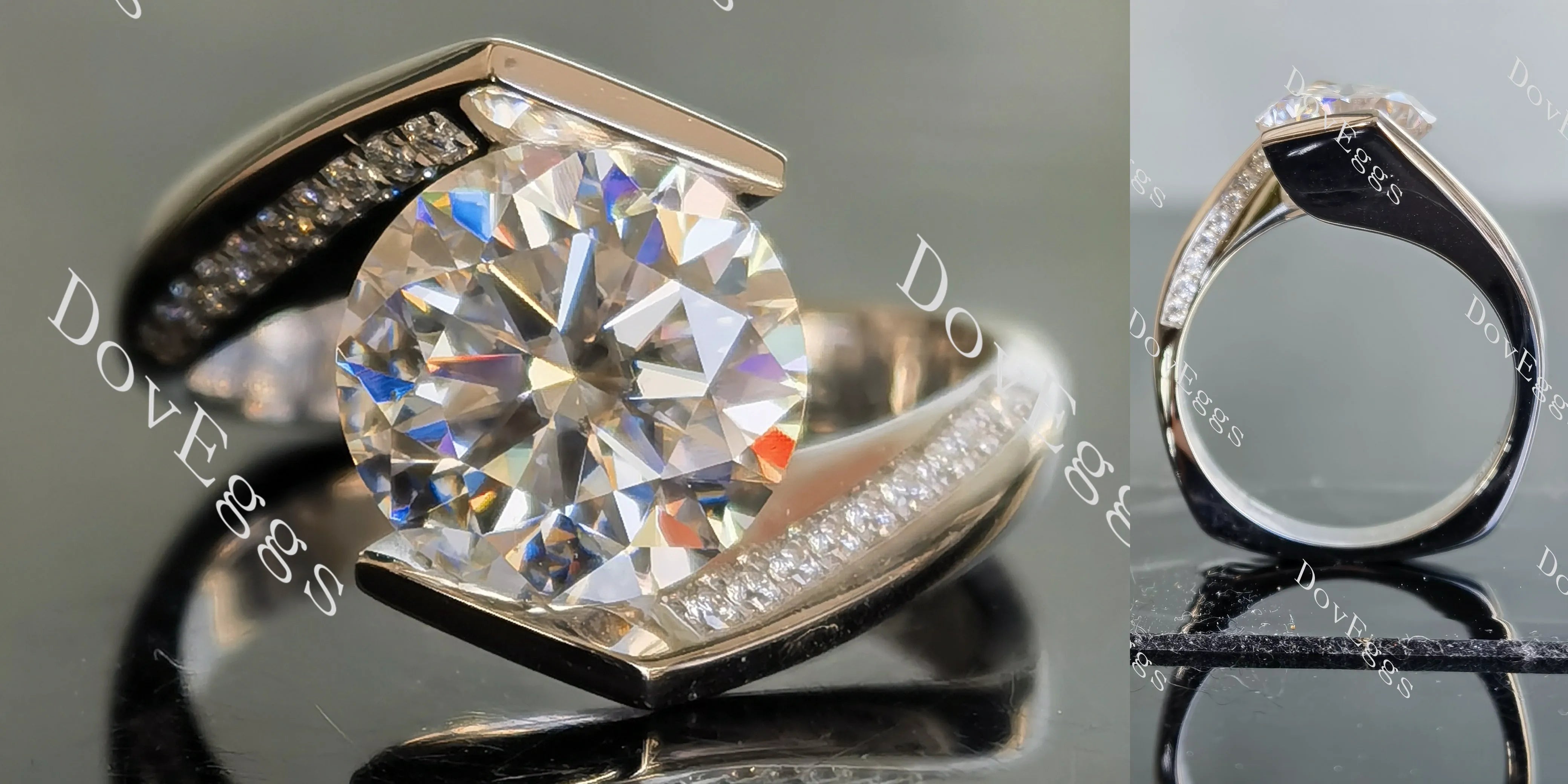 Doveggs round curved moissanite engagement ring