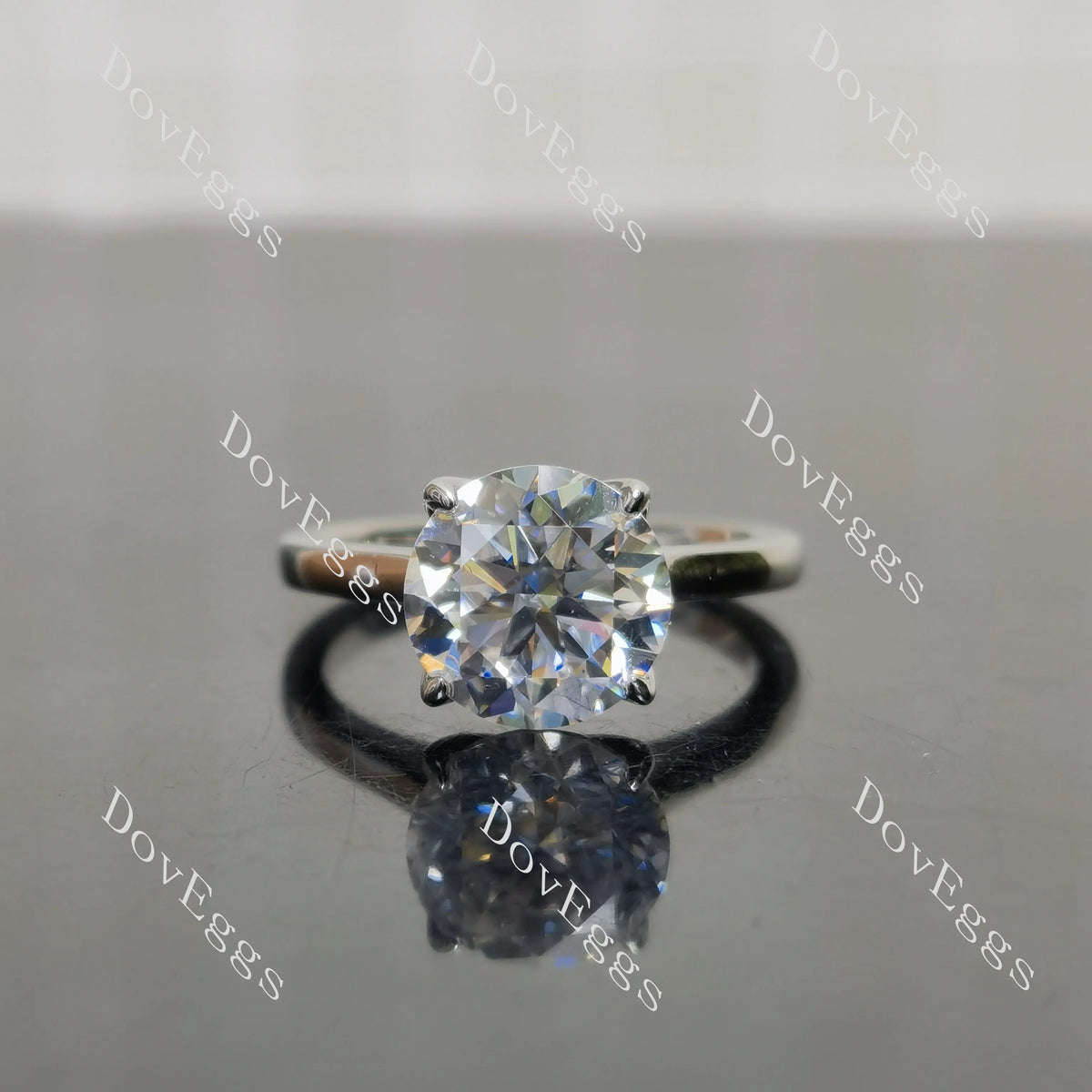 (size 5.5) Doveggs sterling silver 3ct Round moissanite engagement ring