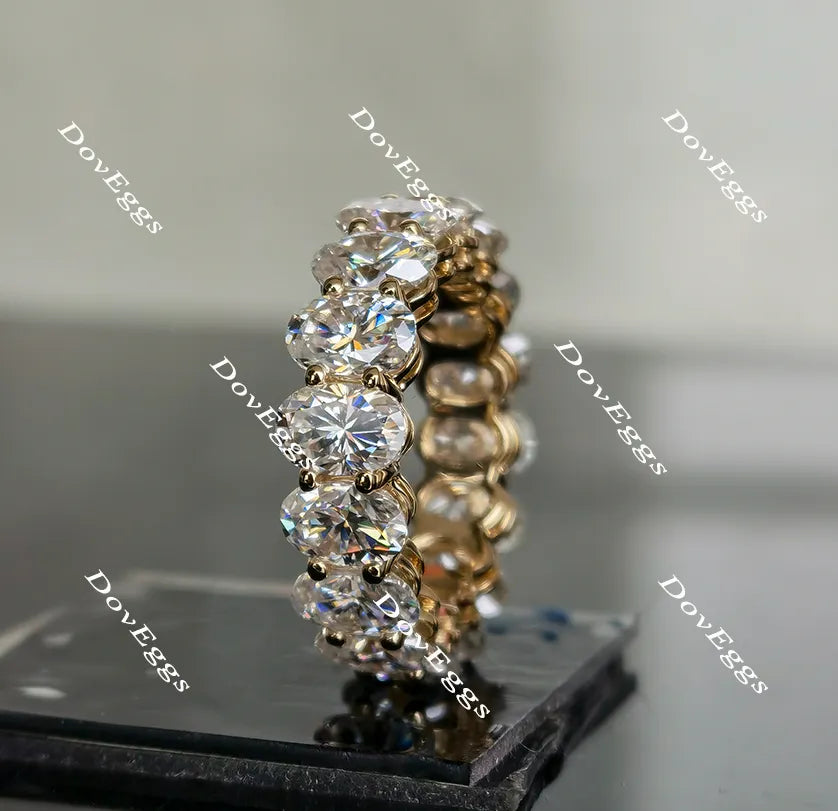 Doveggs oval brilliant full eternity moissanite/lab grown diamond wedding band-6mm band width
