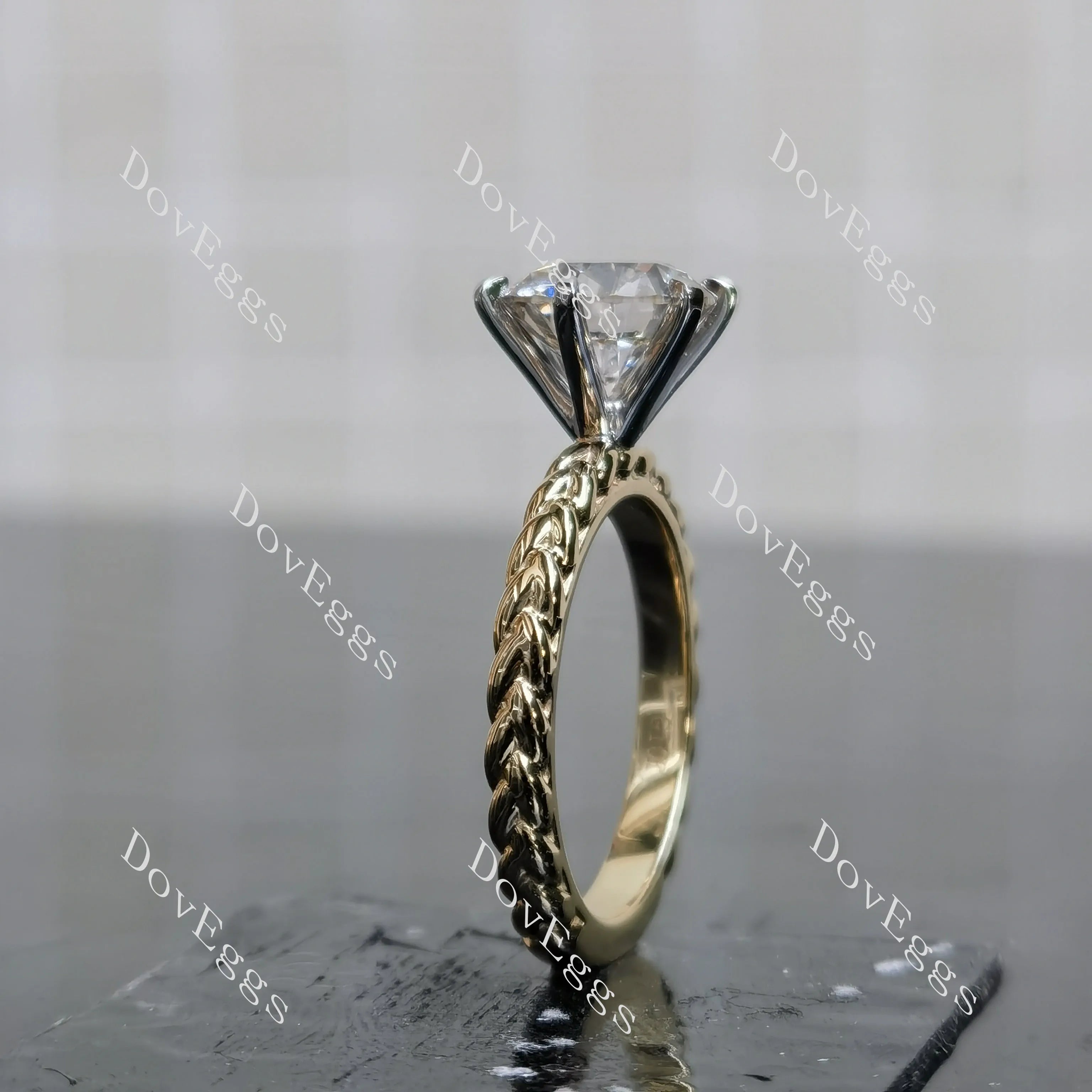 Round solitaire braided moissanite engagement ring| DovEggs