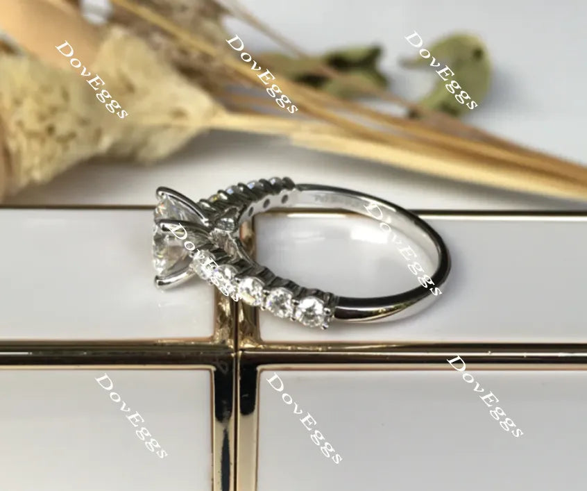 doveggs round side stone moissanite engagement ringXR0167