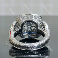 Doveggs Cushion Bezel Halo Vintage Lab Grown Diamond Engagement Ring