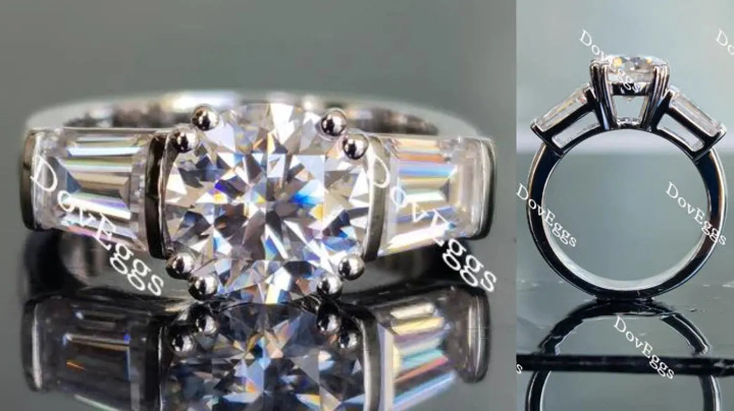 Doveggs three-stone engagement ring only semi-mount only(Exclusively to DovEggs Stones)