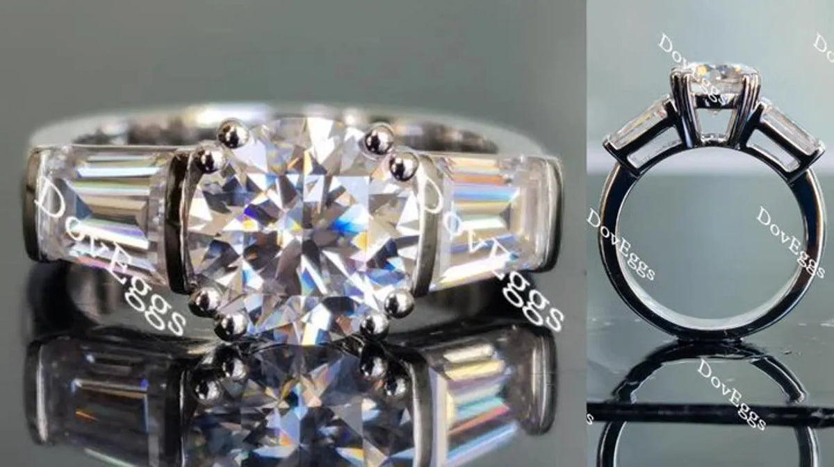 Doveggs three-stone engagement ring only semi-mount only(Exclusively to DovEggs Stones)