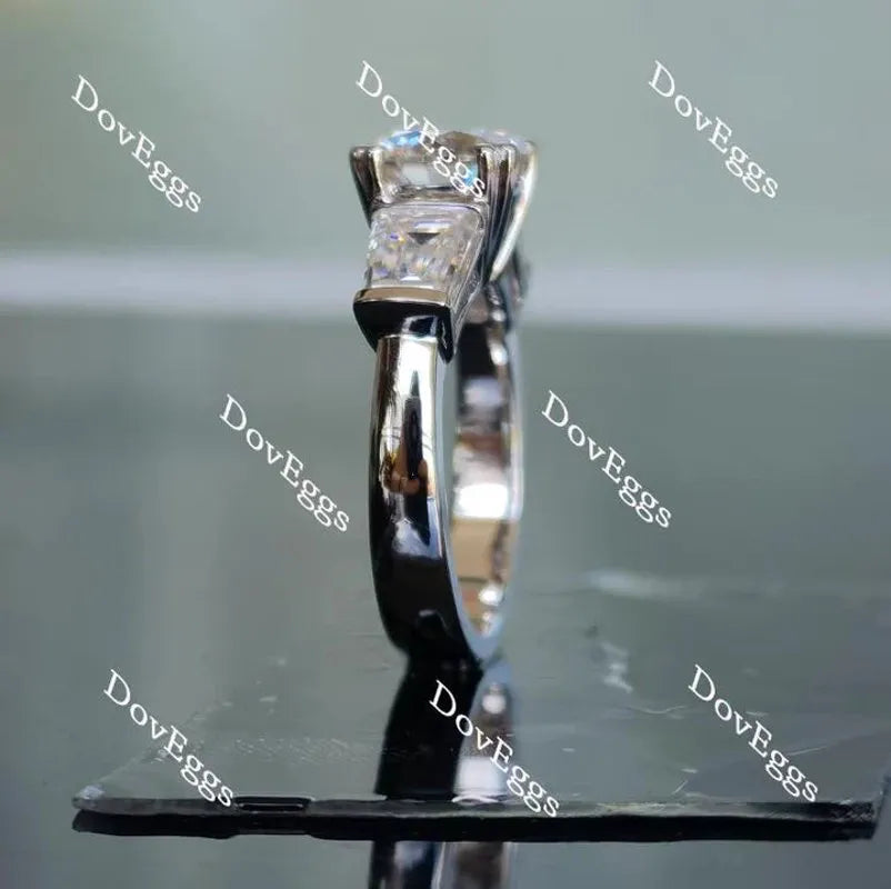 Doveggs three-stone engagement ring only semi-mount only(Exclusively to DovEggs Stones)